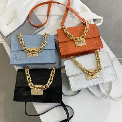 China Fashion women crocodile texture bags 2022 new fashion square bag shoulder crossbody handbag ladies for sale