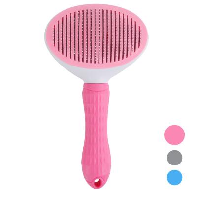 China Sustainable Cat Slicker Brush Remove Dog Bristle Pet Comb Self Cleaning Dog Pet Grooming Brush Automatically for sale