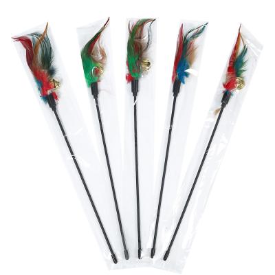 China Viable Feather Cat Teaser Stick Interactive Cat Teaser Toy Plastic Pole Playing Toy Teaser Stick for sale