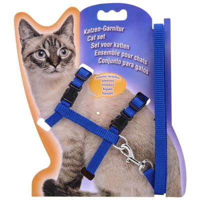 China Nylon Rabbit Kitten Kedi Harness Leash Set Cat Collar For Cats Cozy Viable Adjustable Pet 5 Colors for sale