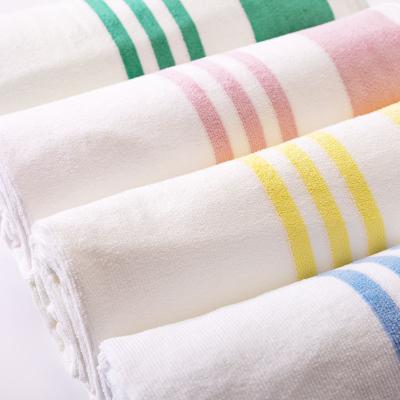 China Best QUICK DRY Luxury Thick Soft Organic Plain Printed Cotton Stripe Custom Beach Towels Swimming Large Pool Towel for sale