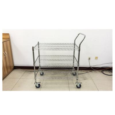 China Multifunctional Wire Warehouse Storage Mesh Roll Cage Trolley Cart 4 Tier Storage Rolling Cart for sale