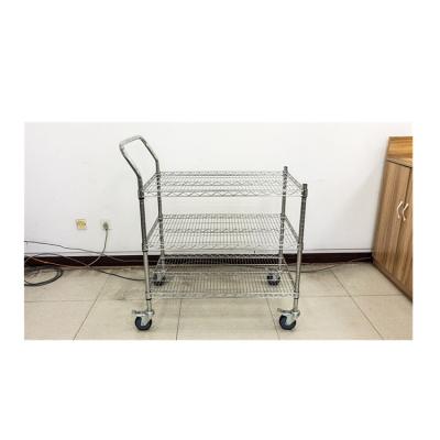 China Multifunctional Welded Wire Mesh Rolling Trolley Cart 4 Sides Storage Cart With Wheel for sale