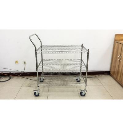 China Multifunctional Wire Warehouse Storage Mesh Roll Cage Trolley Cart Storage Cart with Big Wheels for sale