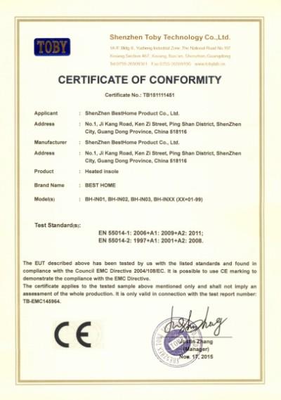 CE - Shenzhen Besthome Product Co., Ltd.