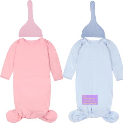 China Breathable Plain Color Cotton Super Soft Organic Elastic Long Sleeve Knotted Baby Sleeping Bag Infant Baby Sleep Dress for sale