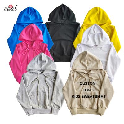 China 2021 Kids Cotton Plain Hoodie Blank Pullover Anti-Shrink Sweatshirt Sheared Kids Boys Girls Hoodies for sale