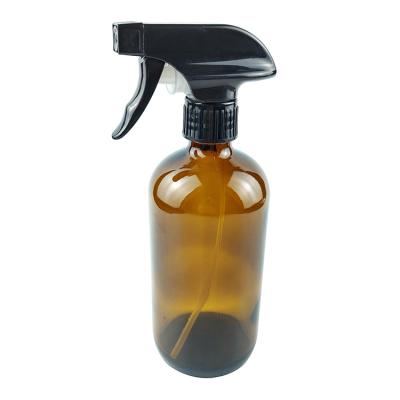 China 500ml 16oz Cosmetic Amber Brown Round Boston Thick Bottom Glass Spray Bottles for sale