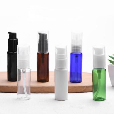 China 20ml Round Shape Personal Clear Plastic PET Lotion Empty Skin Care Bottles With Treatment Pump Dispenser for sale