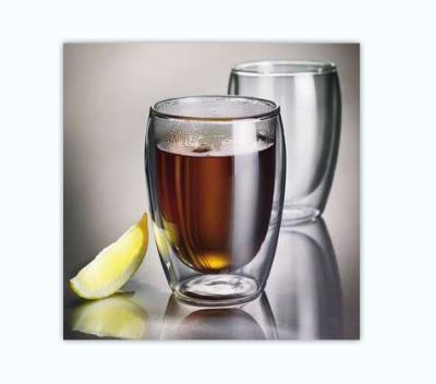 China Sustainable Double Wall Glass Cups Handmade Pyrex Glass Double Wall for sale