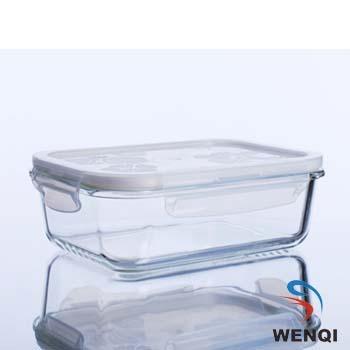 China Microwavable Glass Storage Food Jar Glass Pyrex Glass Container with Silicone Seal and Plastic Lid for sale