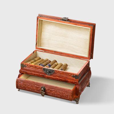 China Asian Zen Carved Cigar Box Cigar Cases / Wooden Multilayer Humidors for sale