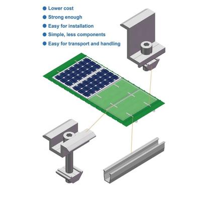 China AL 6005-T5 metal roof solar panel support structure with aluminum short rail for sale