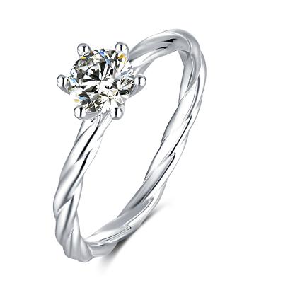 China YT Fashionable Color 0.5ct 5mm Clear Color 0.5ct 5mm Moissanite Diamond Jewelry Silver Plated Loose Ring for sale