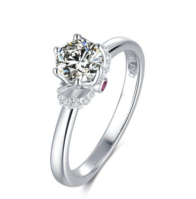 China FASHIONABLE 18K Gold Plated Ring Moissanite Diamonds 0.5ct 5mm Moissanite Key Stone Jewelry for sale