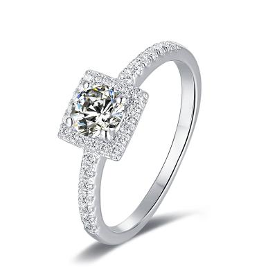 China TRENDY Moissanite Jewelry 925 Sterling Silver Princess Moissanite Ring for sale