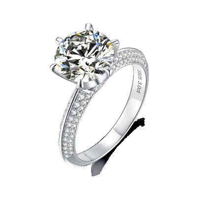 China 1ct 2ct 3ct FASHIONABLE 18k Silver Classic Six Claw Moissanite Diamond Ring for sale