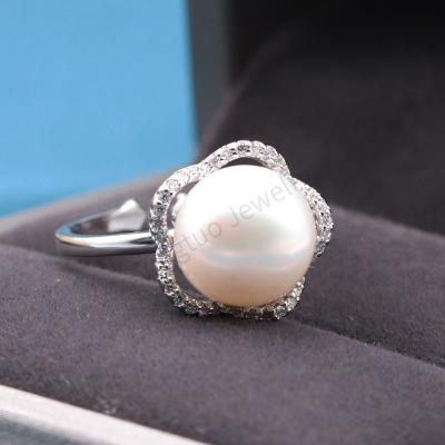 China Wuzhou YT 925 Sterling Silver Pearl Open Ring FASHIONABLE Real Freshwater Pearl Ring for Lady for sale