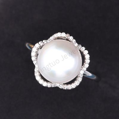 China FASHIONABLE Hot Selling Freshwater Amazon Pearl Ring 925 Sterling Silver Pearl Open Ring for Women for sale