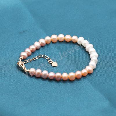 China TRENDY Natural 14k Freshwater Color 20cm Double Pearl Adjustable Jewelry Pearl Bracelet for sale