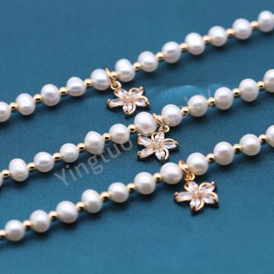 China FASHIONABLE Freshwater Pearl Bracelet Adjustable 100% Pearl Bracelet 20cm Silver 14k Workmanship For Girls for sale