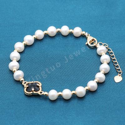 China FASHIONABLE Wholesale Women's Adjustable Natural Freshwater Pearl Bracelet 14k Pearl Bracelet Factory Price Fast Shipping for sale