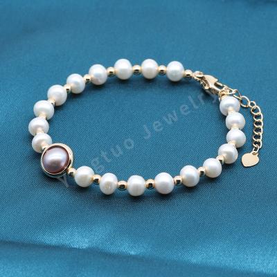 China Handmade Pearl Bracelet Real Pearl Bracelet Trendy Natural Freshwater Minimalist Jewelry for sale