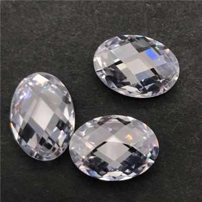 China Color Set Or White Double Side Fire Checker Oval Shape Cut Zirconia Stones for sale