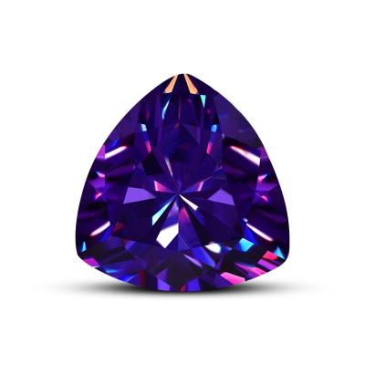 China Color play or fire trillion D-violet loose synthetic gemstones reduce 3*3mm-18*18mm zircon stones factory price for sale