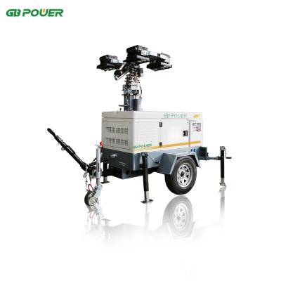 China Sports Stadiums 10kva Single Phase Trolley Light Tower Diesel Generator Powered By Perkins for sale