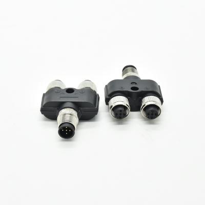 China M12 Y Type 5 Pin Power Splitter 4 Male And Female Waterproof M12 Connector for sale