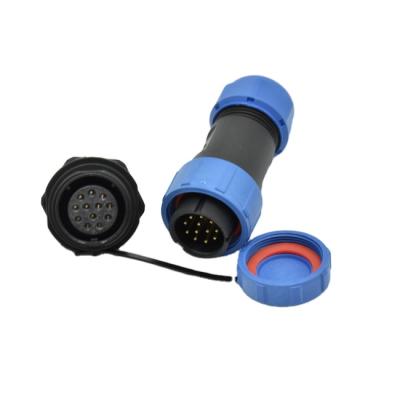 China Power Electrical IP68 Threaded Cable 12pin Waterproof Plug Plastic Connector for sale