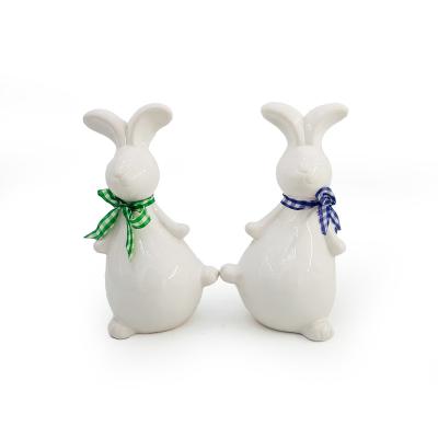 China Substance Easter Bunny Ornaments Bunny Figurine Ceramic Rabbit Festival Gift of Couple Bunnies for Easter Decoration for sale