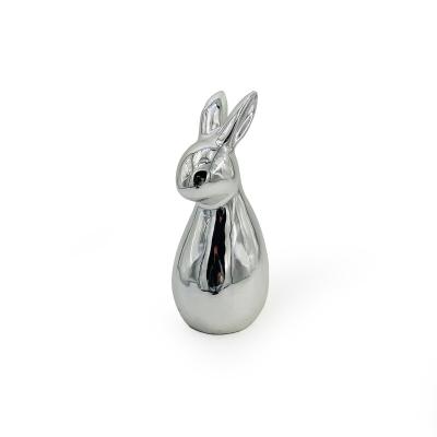 China Hot Selling Silver Easter Ceramic Plate Rabbit Party Decoration Ceramic Easter Bunny for sale