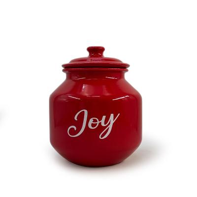 China Storage Kitchen Cookie Coffee Tea Sugar Jar Home Decoration Ornaments Ceramic Storage Jar With Lid for sale