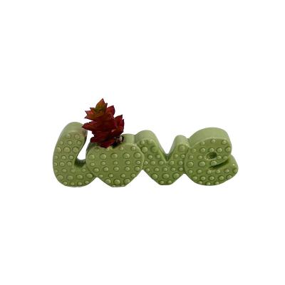 China Home Decoration Valentine's Day Decorations LOVE Shaped Ceramic Pot With Artificial Succulent for sale