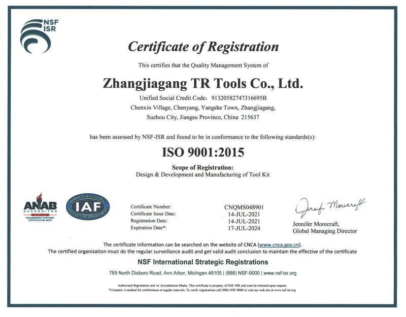 ISO9001 - Zhangjiagang TR Tools Co., Ltd.