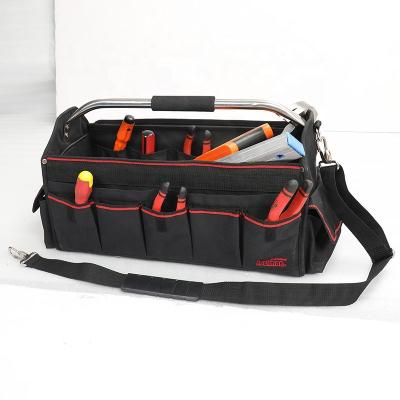 China Jackman-500 Series JKB-764F13-20 Polyester Tool Bag Steel Bar Handle Electrician Tool Box Bag With Cover Tool Packing for sale