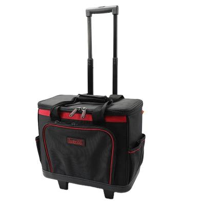 China Jkb-676ht15 Polyester Fabric Trtools Rolled Hard Bottom Electrician Tool Bags Trolley 18