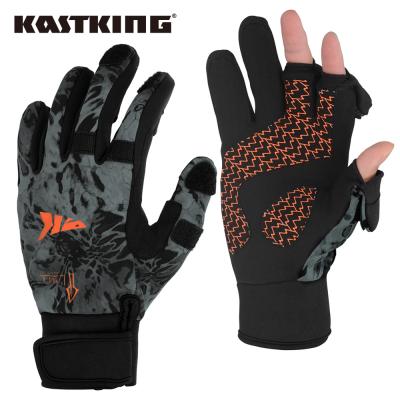 China Finger Splits KastKing Mountain Mist Neoprene Gloves Soft Neoprene Palm Fleece Lined Waterproof And Windproof Polyester For Winter Fishing for sale