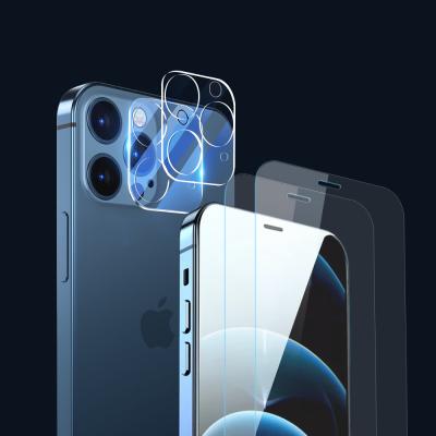 China Mobile Phone 4 Pack HD Clear Screen Protector And Camera Lens Protector For Iphone 12 Pro Tempered Glass Film Max 9h for sale