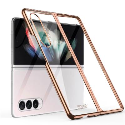 China Shockproof For Samsung Galaxy Z Fold 3 Phone Back Case Plating TPU PC Transparent Tempered Glass Cover Device for sale