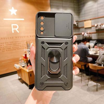 China Shockproof For Huawei Y9S Back Cover Mobile Phone Case Ring Kickstand Shockproof Sliding Lens Camera Protective Cover for sale