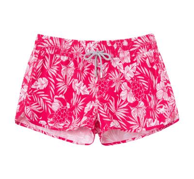 China Breathable Red Leaves Printed Woman Boardshorts Quick Dry Breathable Board Beach Shorts Woman Vacation Swim Trunks for sale