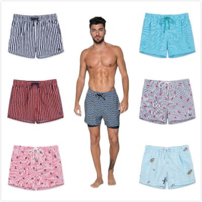 China Wholesale Comfy QUICK DRY Men's Shorts Stripe Printed Shorts Swimwear Shorts Casual Drawstring 100% Breathable Polyester Quick Dry for sale