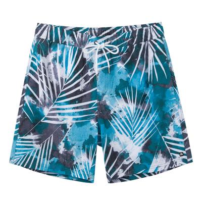 China Breathable Leaf Printing Quick Dry Swimwear Mens Beach Shorts Newest Trunk Green Swim Pockets Men Eco-Friendly OEM Service for sale