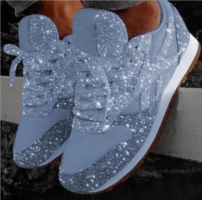 China Fashion trend wholesale sports casual shoes 2022 autumn new thick bottom sequined rhinestone style walking shoes for sale