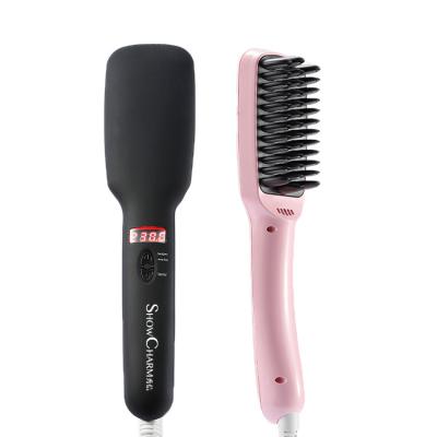 China Hair Straightener Brush Ceramic Heating - Ionic Hair Care Tools Faster Straightening Styling Adjustable Temperature SC810B for sale