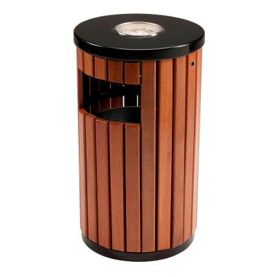 China High Quality Sustainable GS Stainless Steel Trash Can Wood Decorate For Hotel Room With Ashtray for sale