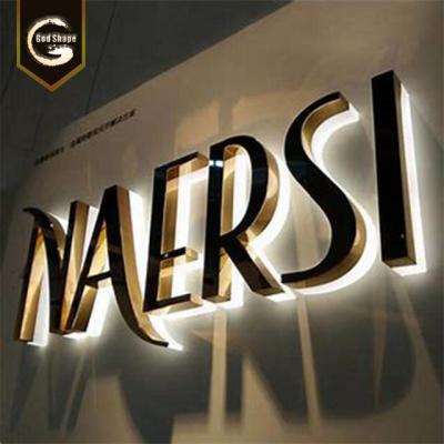 China Eco-Friendly Illuminated Led 3d Letters Wall Mounted Car Logo Backlit Channel Letters Gold Sign Clothing Storefront Signage for sale